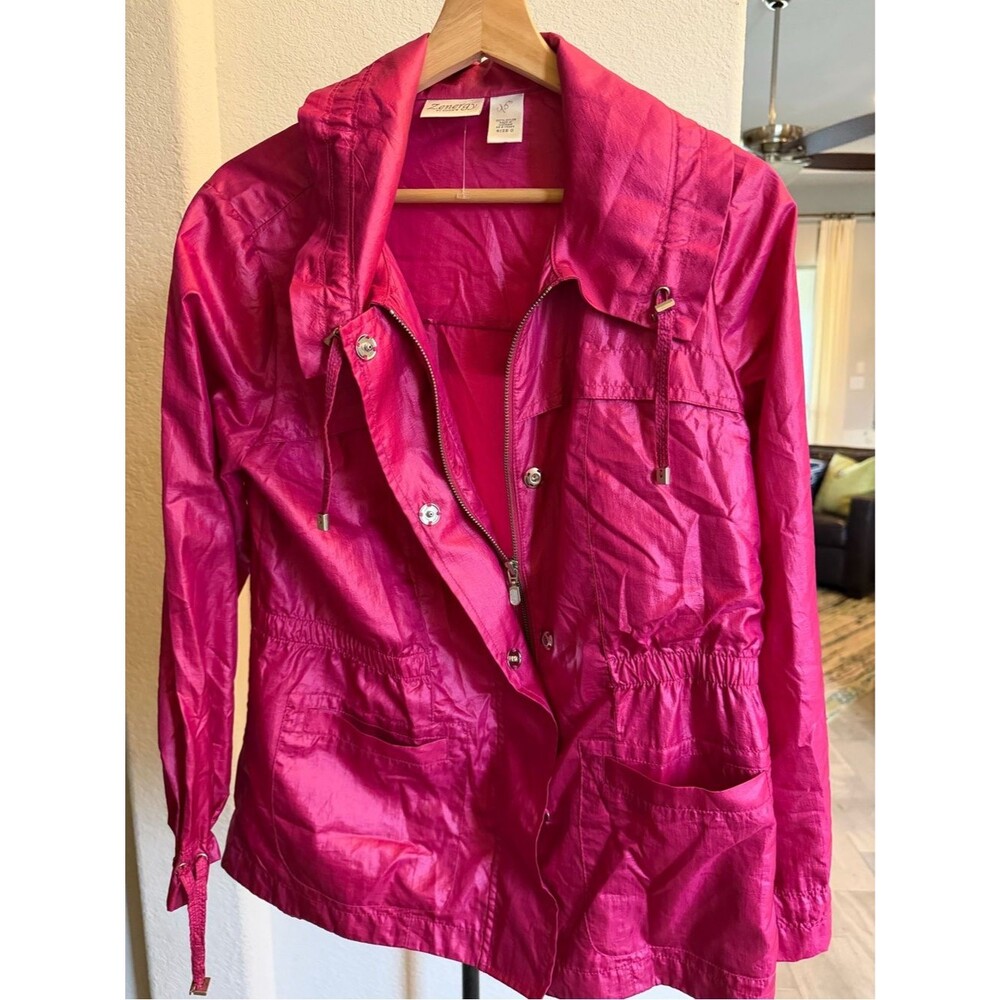 Zenergy by Chicos Women’s Hot Pink Utility Jacket with Hood - 0